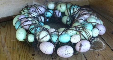 Circular Pattern Of Colorful Eggs Stock Photos