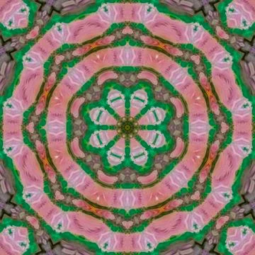 A circular pattern with colorful feathers digital Stock Photos