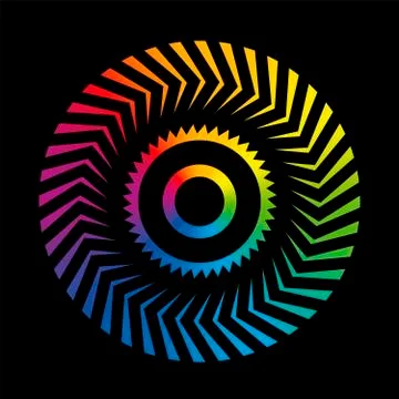 Circular Pattern Colorful Wheel Rainbow Black Stock Illustration