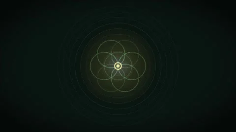Circular pattern design with glowing elements on dark background Stock Footage 337386817