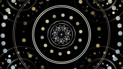 Circular pattern design with light dots and geometric shapes Stock Footage 337233814