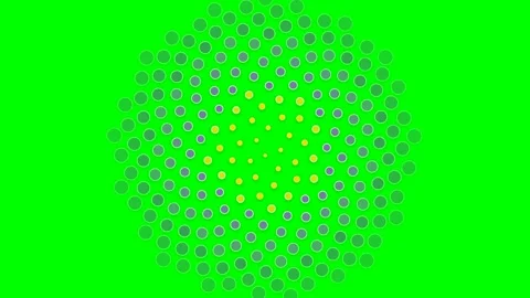 A circular pattern of dots arranged in a floral formation on green background Stock Footage 340904743