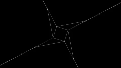 Circular pattern of an electric blue spider web against a dark background Stock Footage 274166936