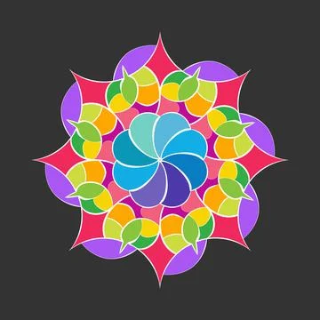 Circular pattern, filled silhouette. Vector illustration isolate Illustrazione stock