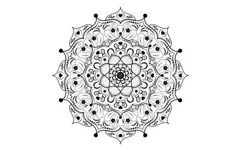 Circular pattern flower of mandala with black and white,Vector mandala floral Illustrazione stock