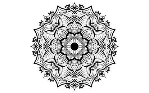 Circular pattern flower of mandala with black and white,Vector mandala floral Illustrazione stock