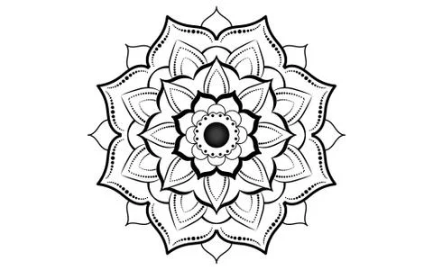 Circular pattern flower of mandala with black and white,Vector mandala floral Illustrazione stock