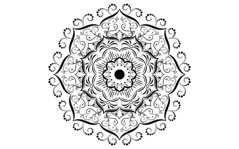 Circular pattern flower of mandala with black and white,Vector mandala floral Stock Illustration