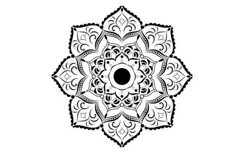 Circular pattern flower of mandala with black and white,Vector mandala floral Illustrazione stock