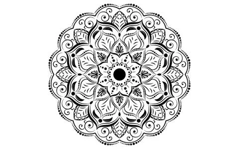 Circular pattern flower of mandala with black and white,Vector mandala floral Illustrazione stock