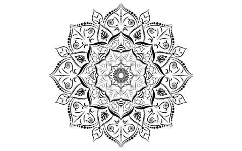 Circular pattern flower of mandala with black and white,Vector mandala floral Stock Illustration