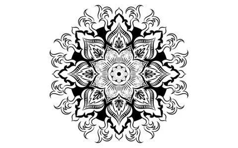 Circular pattern flower of mandala with black and white,Vector mandala floral イラスト素材