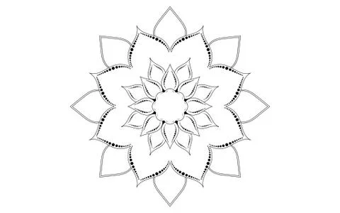 Circular pattern flower of mandala with black and white,Vector mandala floral 스톡 일러스트