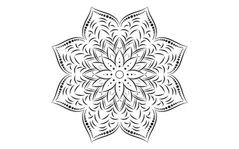 Circular pattern flower of mandala with black and white,Vector mandala floral Stock Illustration