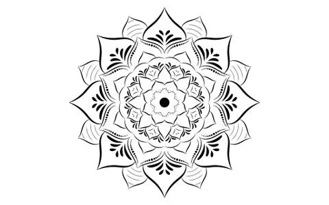 Circular pattern flower of mandala with black and white,Vector mandala floral Stock Illustration