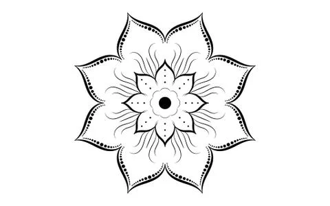 Circular pattern flower of mandala with black and white,Vector mandala floral Illustrazione stock