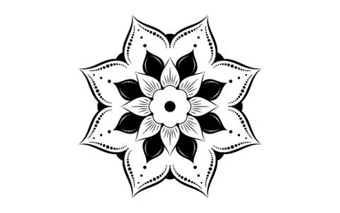 Circular pattern flower of mandala with black and white,Vector mandala floral Illustrazione stock