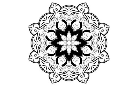 Circular pattern flower of mandala with black and white,Vector mandala floral イラスト素材