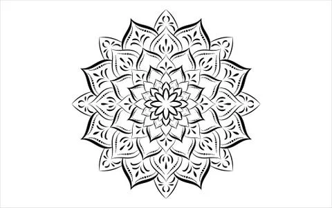 Circular pattern flower of mandala with black and white,Vector mandala floral Illustrazione stock