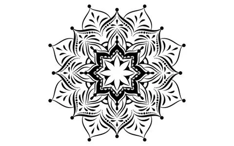 Circular pattern flower of mandala with black and white,Vector mandala floral Stock Illustration