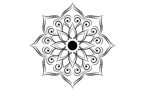 Circular pattern flower of mandala with black and white,Vector mandala floral 스톡 일러스트