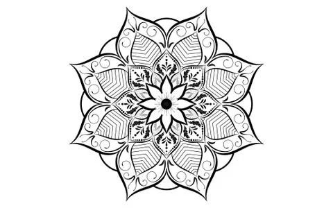 Circular pattern flower of mandala with black and white,Vector mandala floral Stock Illustration