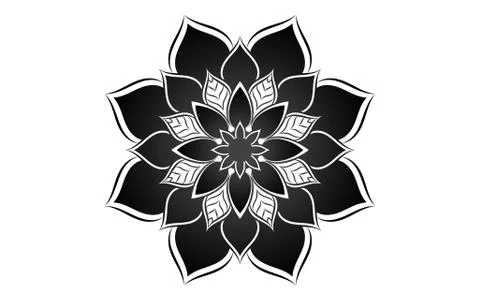 Circular pattern flower of mandala with black and white,Vector mandala floral Stock Illustration