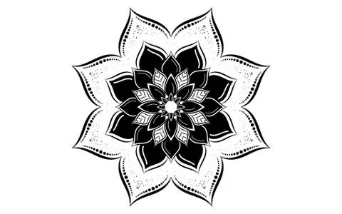 Circular pattern flower of mandala with black and white,Vector mandala floral Stock Illustration