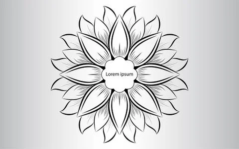 Circular pattern flower of mandala with black and white,Vector mandala floral Illustrazione stock