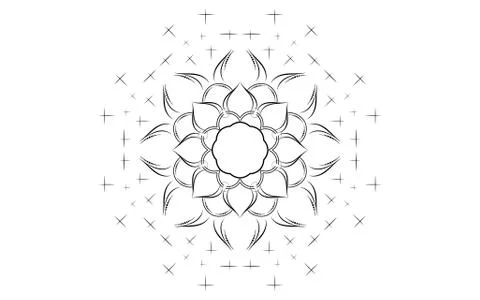Circular pattern flower of mandala with black and white,Vector mandala floral Stock Photos