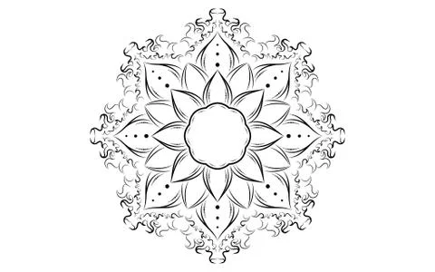 Circular pattern flower of mandala with black and white,Vector mandala floral Stock Photos