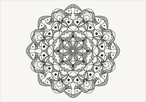 Circular pattern in form of mandala with flower for Henna, Mehndi, tattoo Stock Illustration