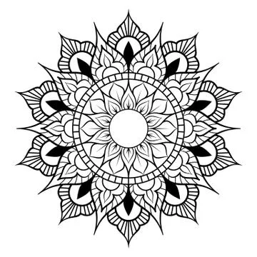 Circular pattern in form of mandala for Henna, Mehndi, tattoo, decoration. De Stock Illustration