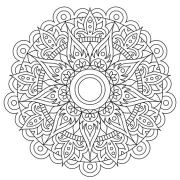 Circular pattern in form of mandala for Henna, Mehndi, tattoo, decoration Stock Illustration