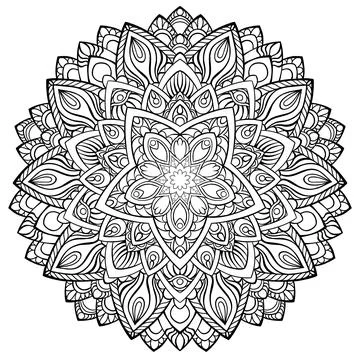 Circular pattern in form of mandala for Henna, Mehndi, tattoo, decoration. Stock Illustration