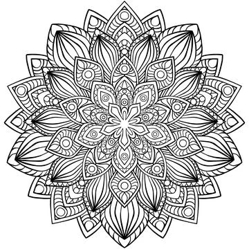 Circular pattern in form of mandala for Henna, Mehndi, tattoo, decoration. Stock Illustration