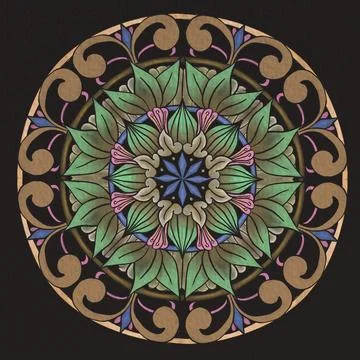 Circular pattern in form of mandala for Henna, Mehndi, tattoo, decoration. Stock Illustration