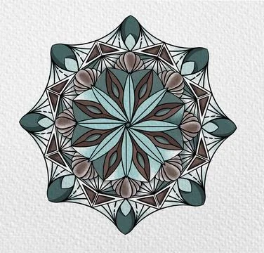 Circular pattern in form of mandala for Henna, Mehndi, tattoo, decoration. Stock Illustration