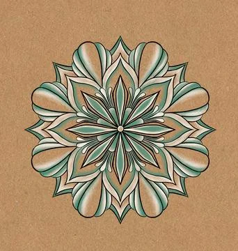Circular pattern in form of mandala for Henna, Mehndi, tattoo, decoration. Illustrazione stock