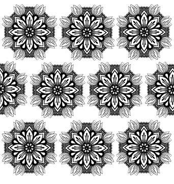 Circular pattern in form of mandala for Henna, Mehndi, tattoo, decoration. Stockillustratie