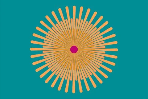 Circular pattern in the form of a sunburst om blue background. Vector illus.. イラスト素材