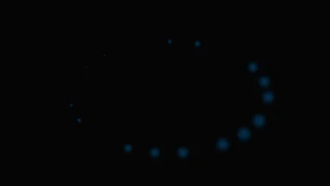A circular pattern of glowing blue dots against a solid black background. 库存影片 339619234