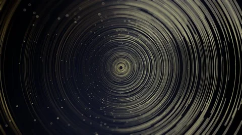 Circular pattern of golden lines and dots, rotating in a perfect loop. Zooming Stock Footage 60831122