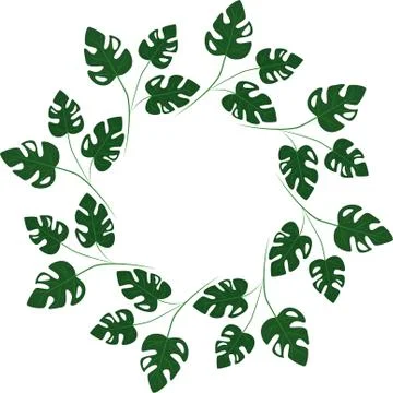 Circular pattern from green leaves. Vector circular frame. Stockillustratie
