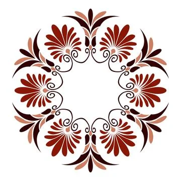 Circular pattern in Indian style. Floral ornament. Circle of Ancient Greece Stock Illustration