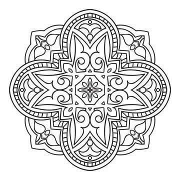 Circular pattern. Islamic ethnic ornament for pottery, tiles Illustrazione stock