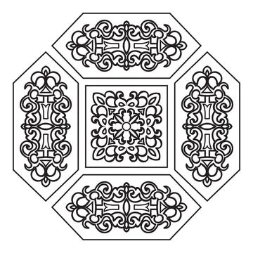 Circular pattern. Islamic ethnic ornament for pottery, tiles Stock Illustration