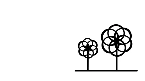 Circular Pattern Line Art Trees Stock Footage 346804094