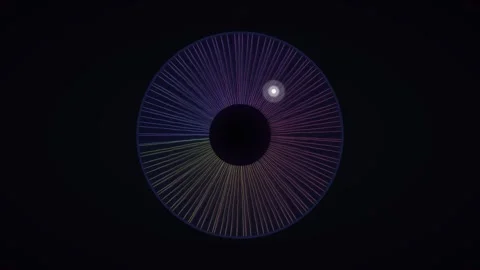 Circular pattern with lines resembling an eye under dark background Stock Footage 336995778