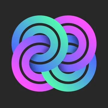 Circular pattern logo or chain mail round links weaving symbol vibrant grad.. Stock Illustration